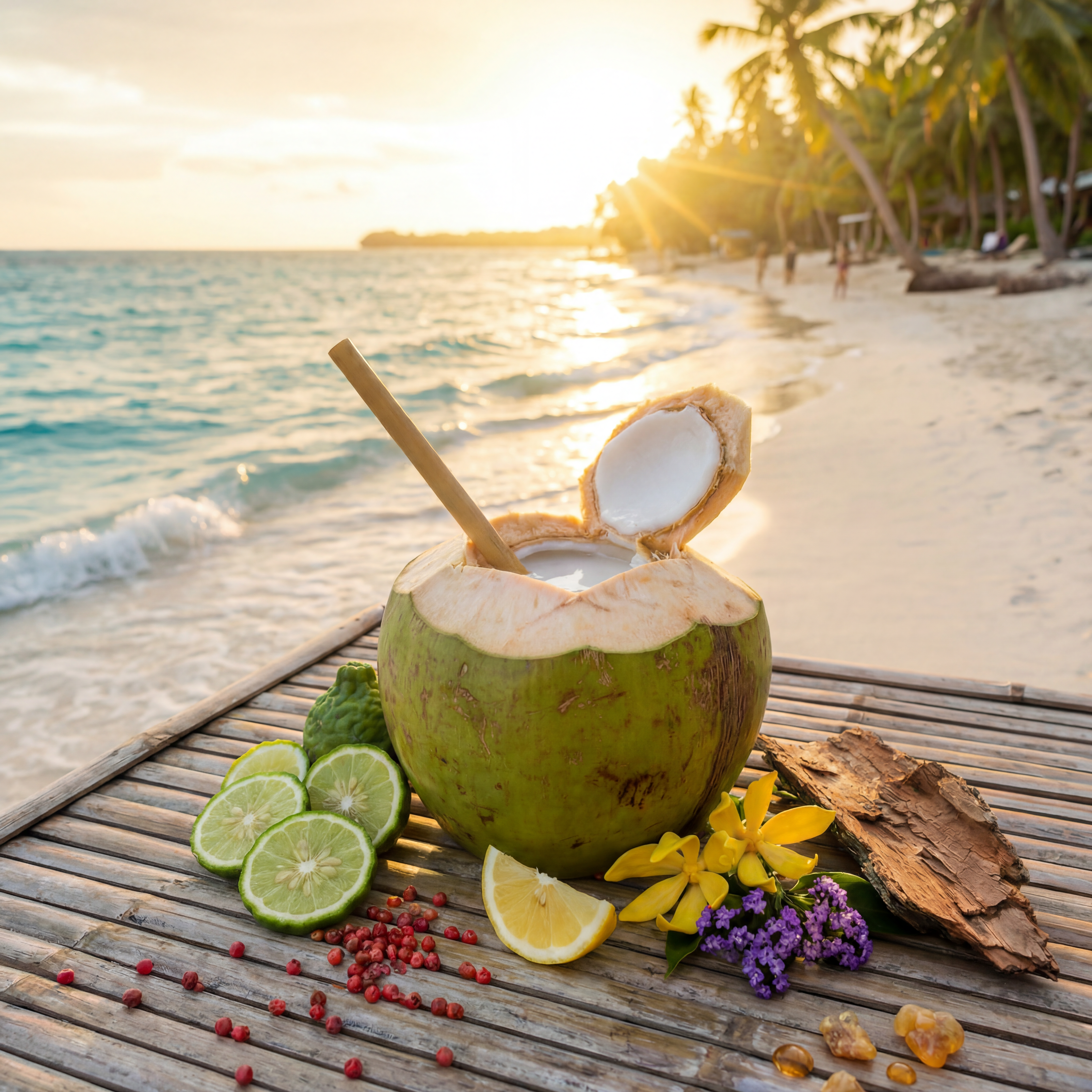sipping a coconut in Bali